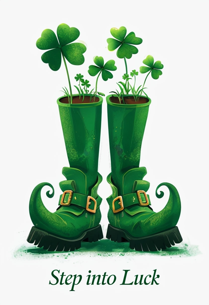 Quirky Leprechaun Boots with Shamrocks Mobile Wallpaper