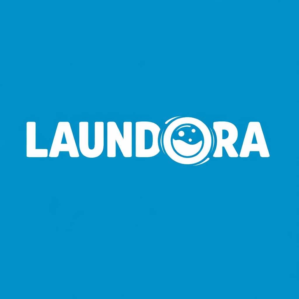 Playful Modern Laundora Logo with Smiling Washing Machine Graphic Logo