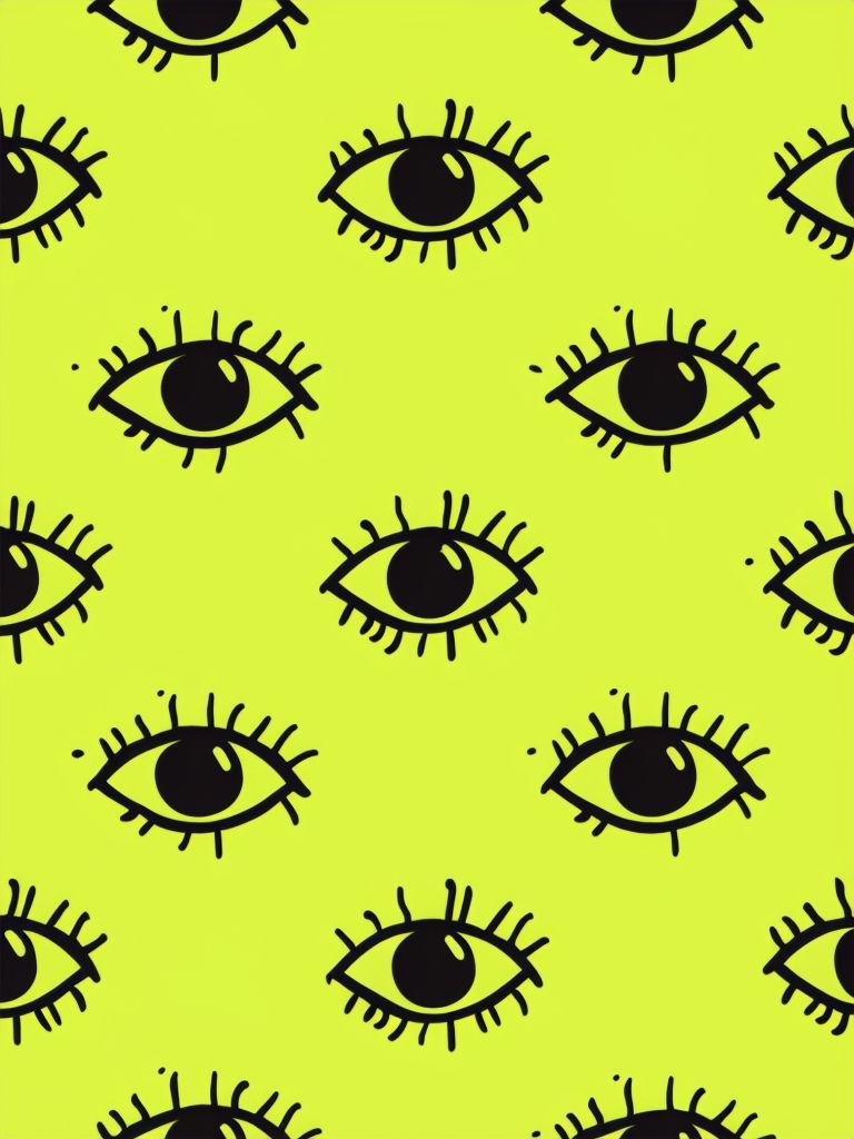 Playful Black Eye Pattern on Vibrant Lime Green Phone Case Cover