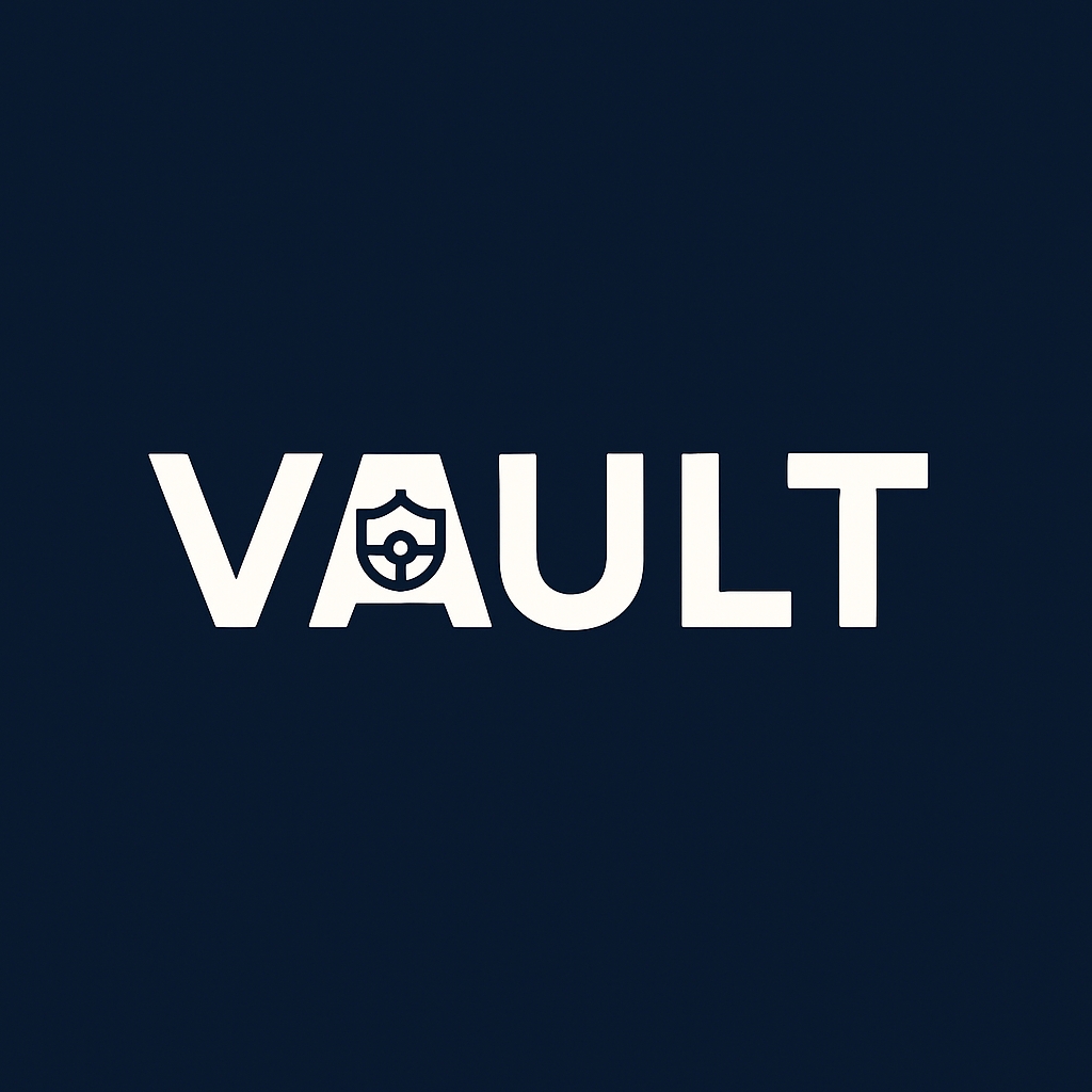 Modern Minimalist VAULT Logo with Shield Icon Design