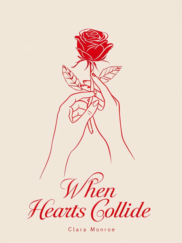 When Hearts Collide Minimalist Red Rose Illustration EBook Cover