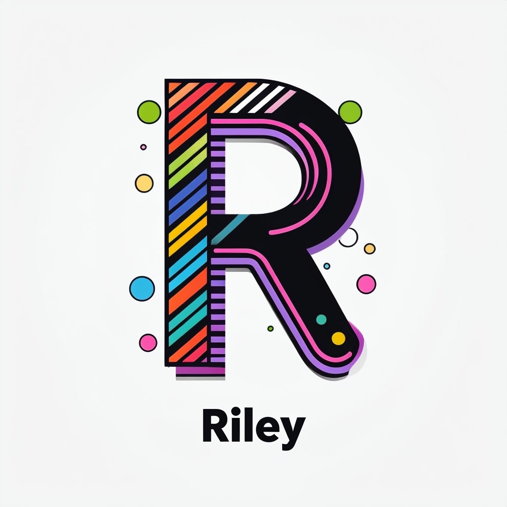 Vibrant Modern Letter R Graphic Design for Riley Monogram