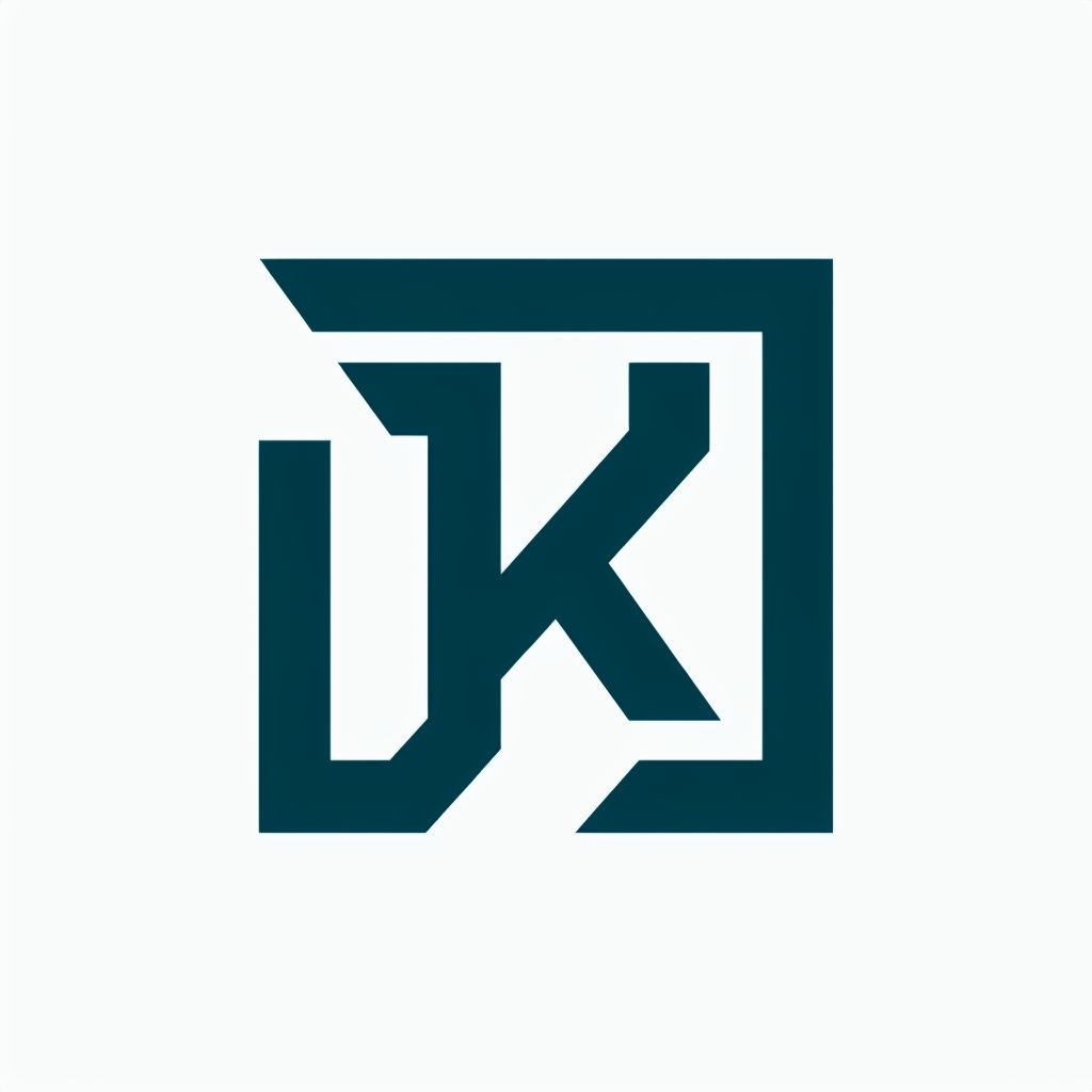 Modern Geometric J K Monogram Design in Deep Teal Color Monogram