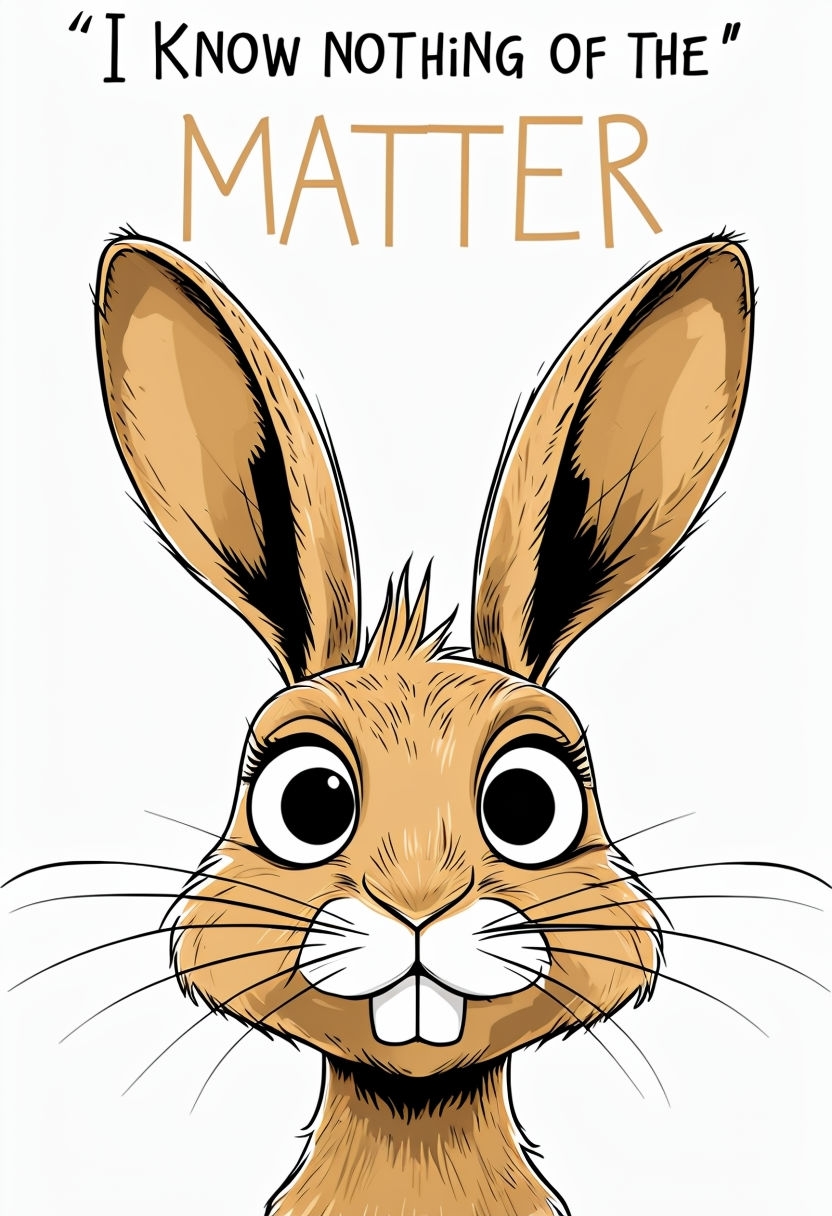 Whimsical Light Brown Rabbit with "I Know Nothing" Text Poster