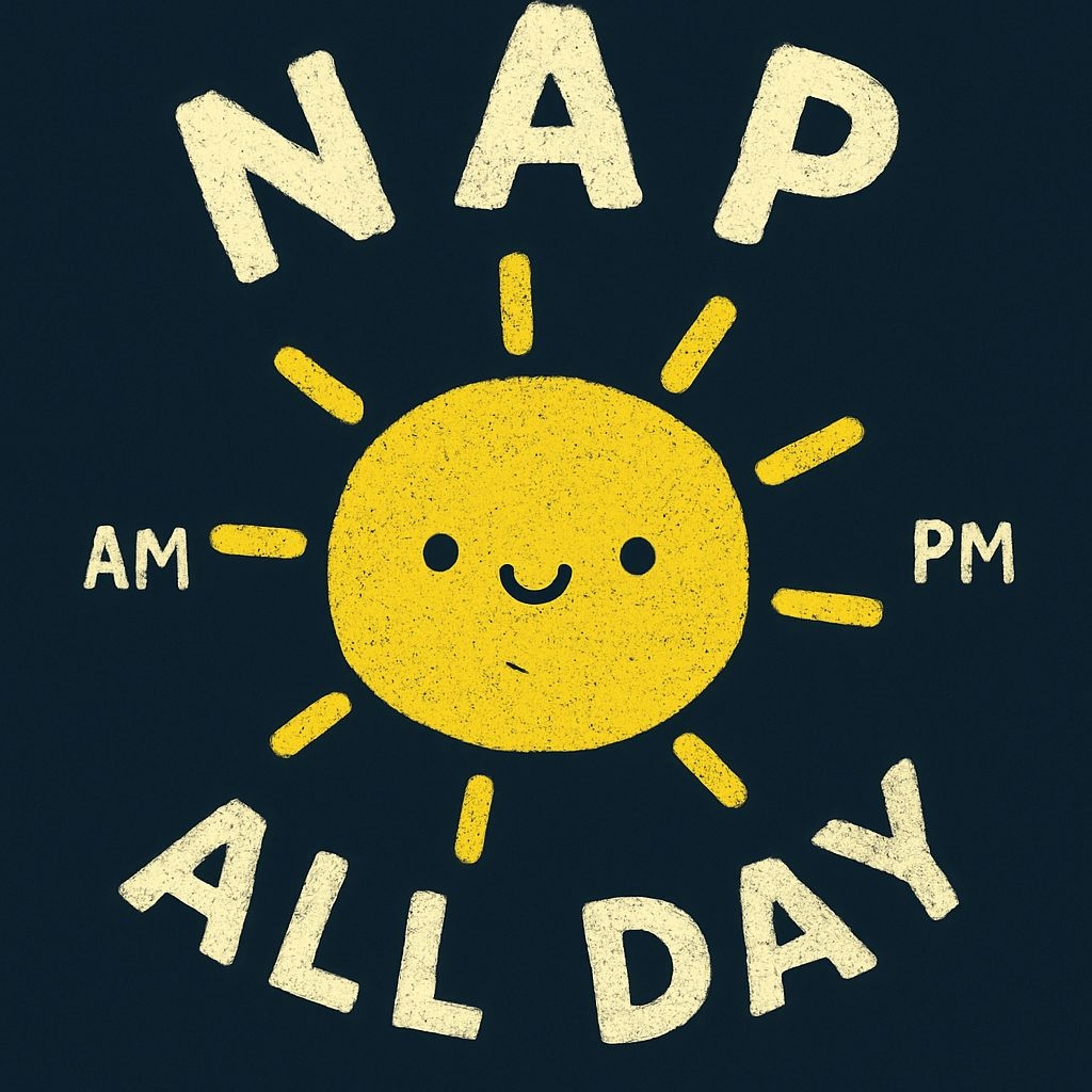 Cheerful Yellow Sun NAP AM PM All Day T-Shirt