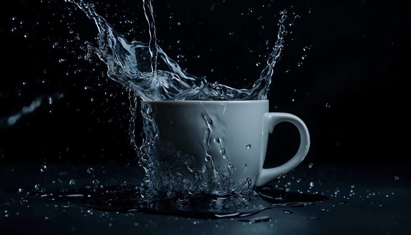Dynamic Splashing Water and Coffee Cup Photography Background