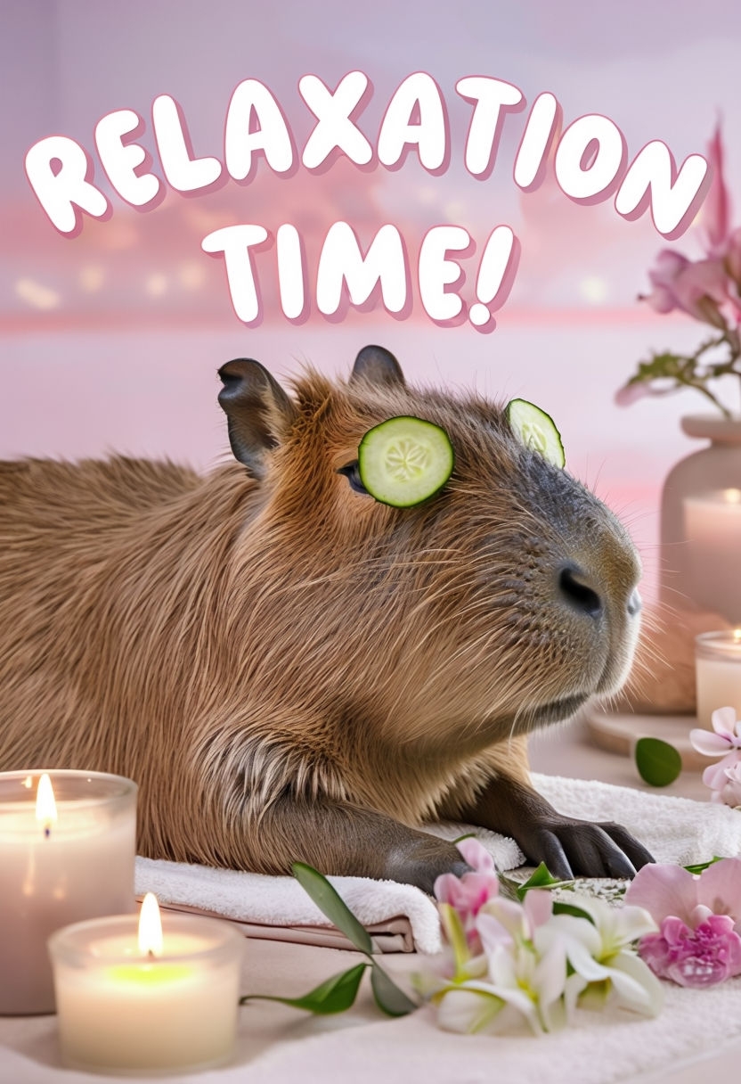 Capybara Spa Day Relaxation Time Playful Poster