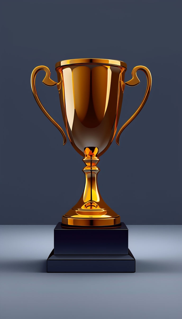 Elegant Golden Trophy 3D Render on Dark Background Mobile Wallpaper