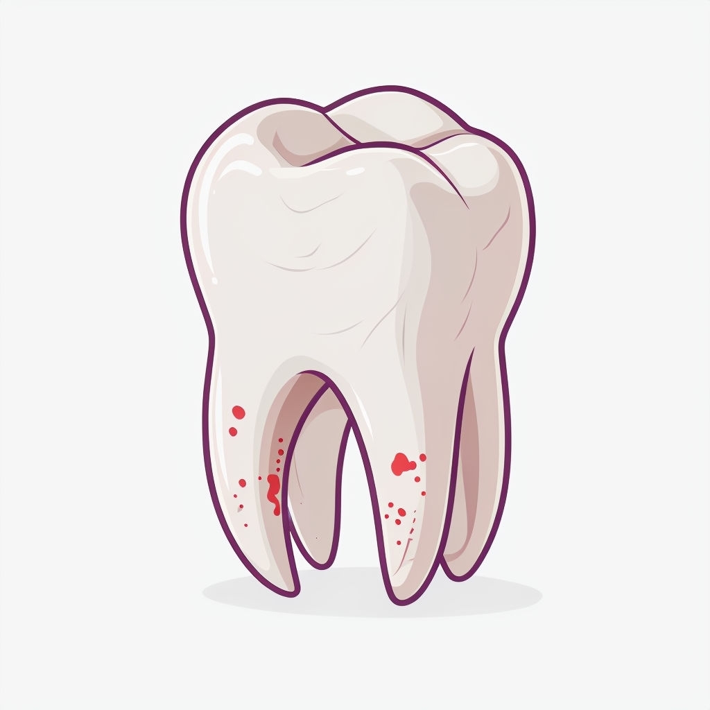 Cartoon Tooth Illustration with Glossy Highlights and Details Sticker