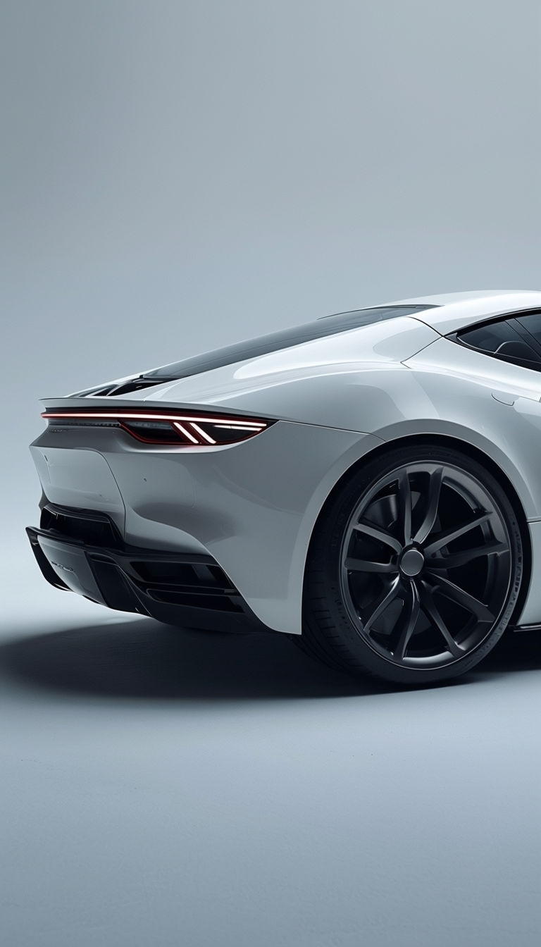 Sleek White Sports Car Rear View Photo with Modern Design Mobile Wallpaper