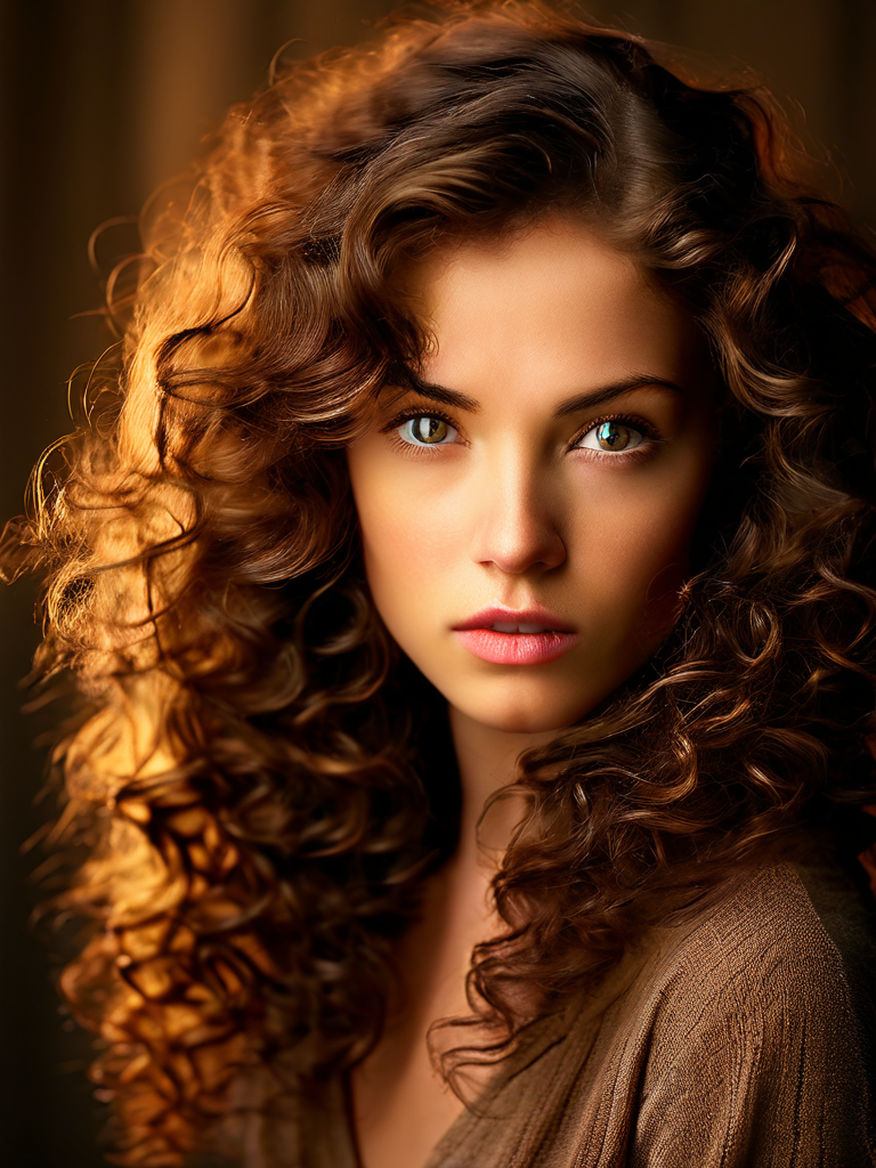 brunette woman with curly hair