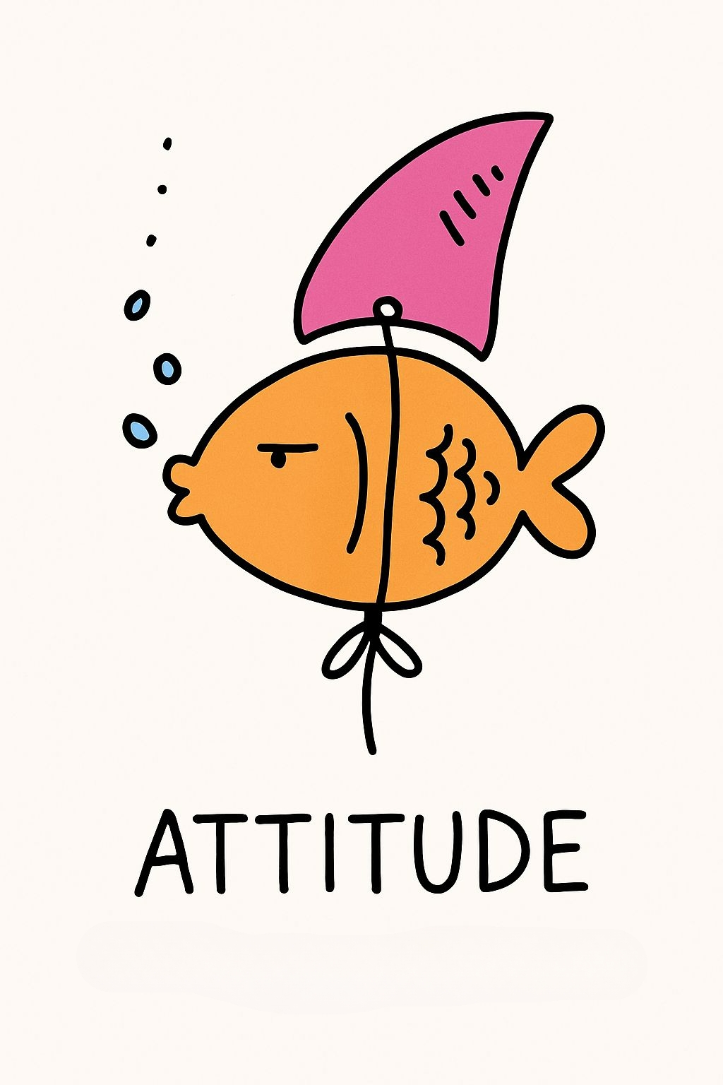 Whimsical Golden Orange Fish with Attitude Cartoon T-Shirt