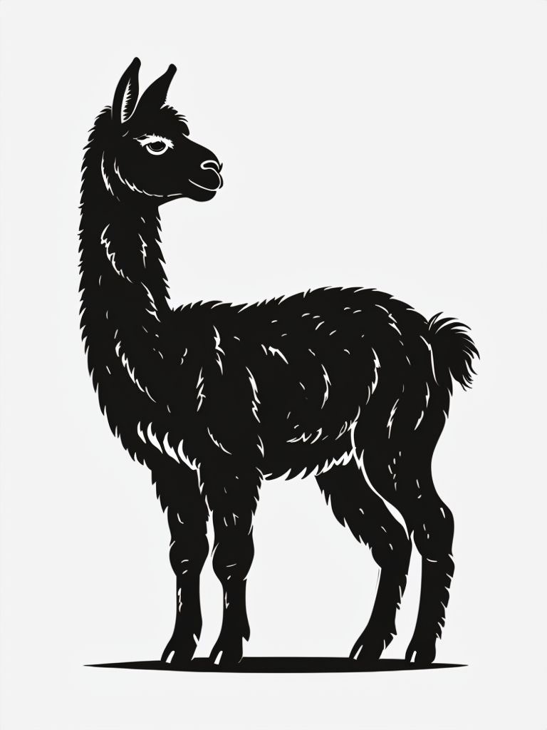 Minimalist Black Alpaca Silhouette Illustration Art