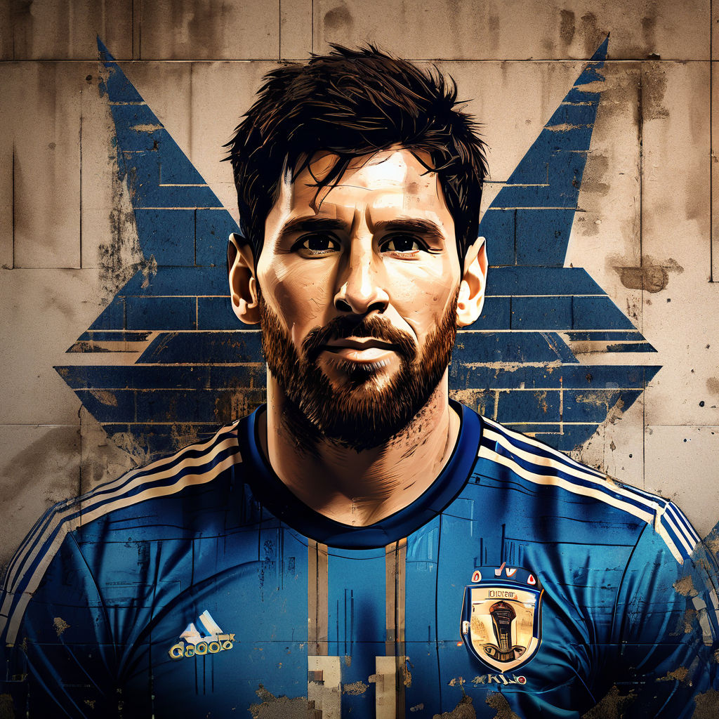 Generate an image of messi sideways in the egyptian style st... by ...