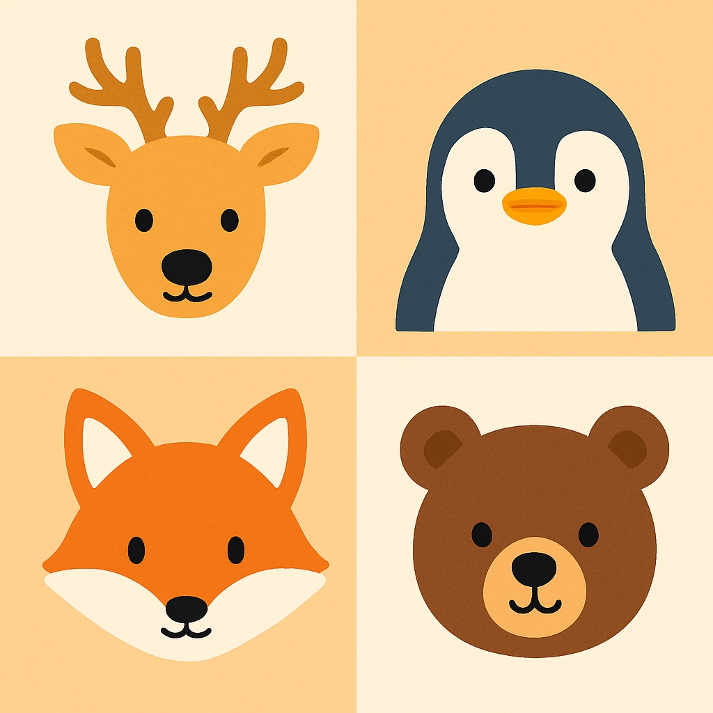 Playful Cartoon Animal Faces in Whimsical Seamless Pattern