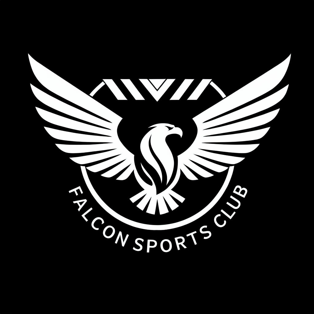 Bold Falcon Sports Club Logo Design on a Black Background T-shirt