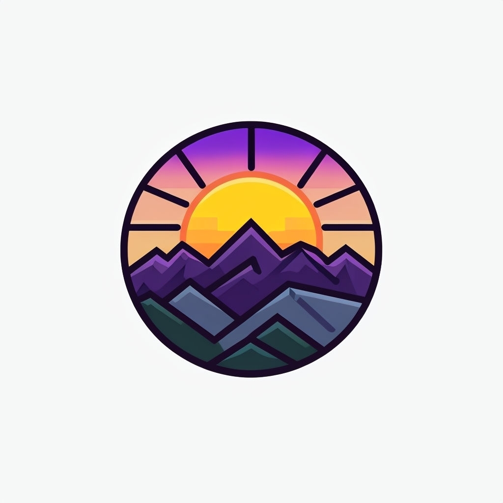 Bold Mountain Sunset Vector Illustration Sticker