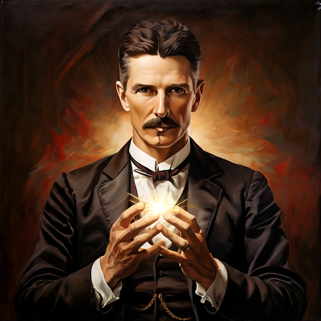 Nikola tesla in portrait with two hands by Александр Королев - Playground