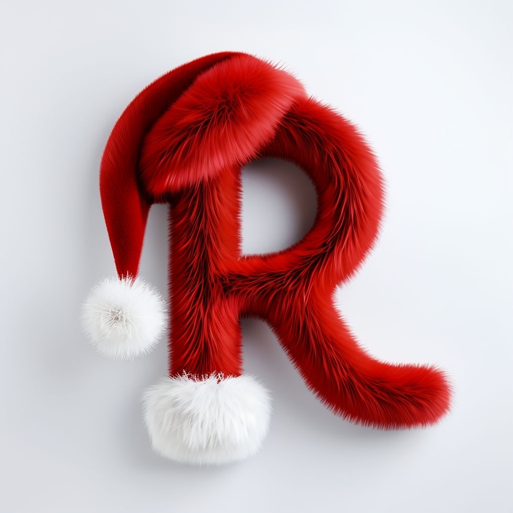 Festive 3D Santa Hat Monogram Letter R Design Monogram