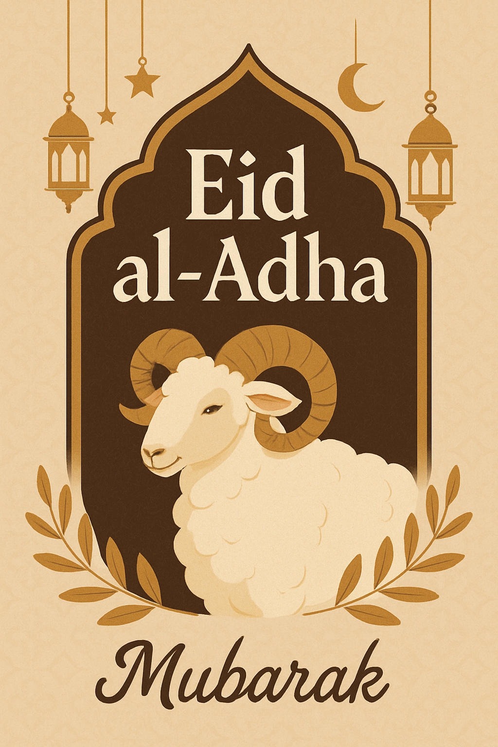 Elegant Eid al-Adha Greeting Card with Festive Ram Illustration Cards & Invites