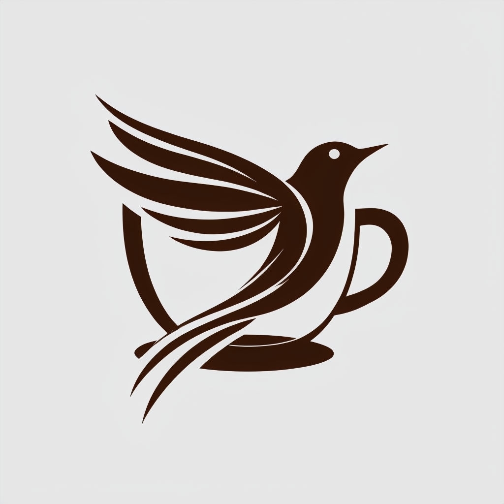 Minimalist Bird in Coffee Cup Logo Design for Branding Logo