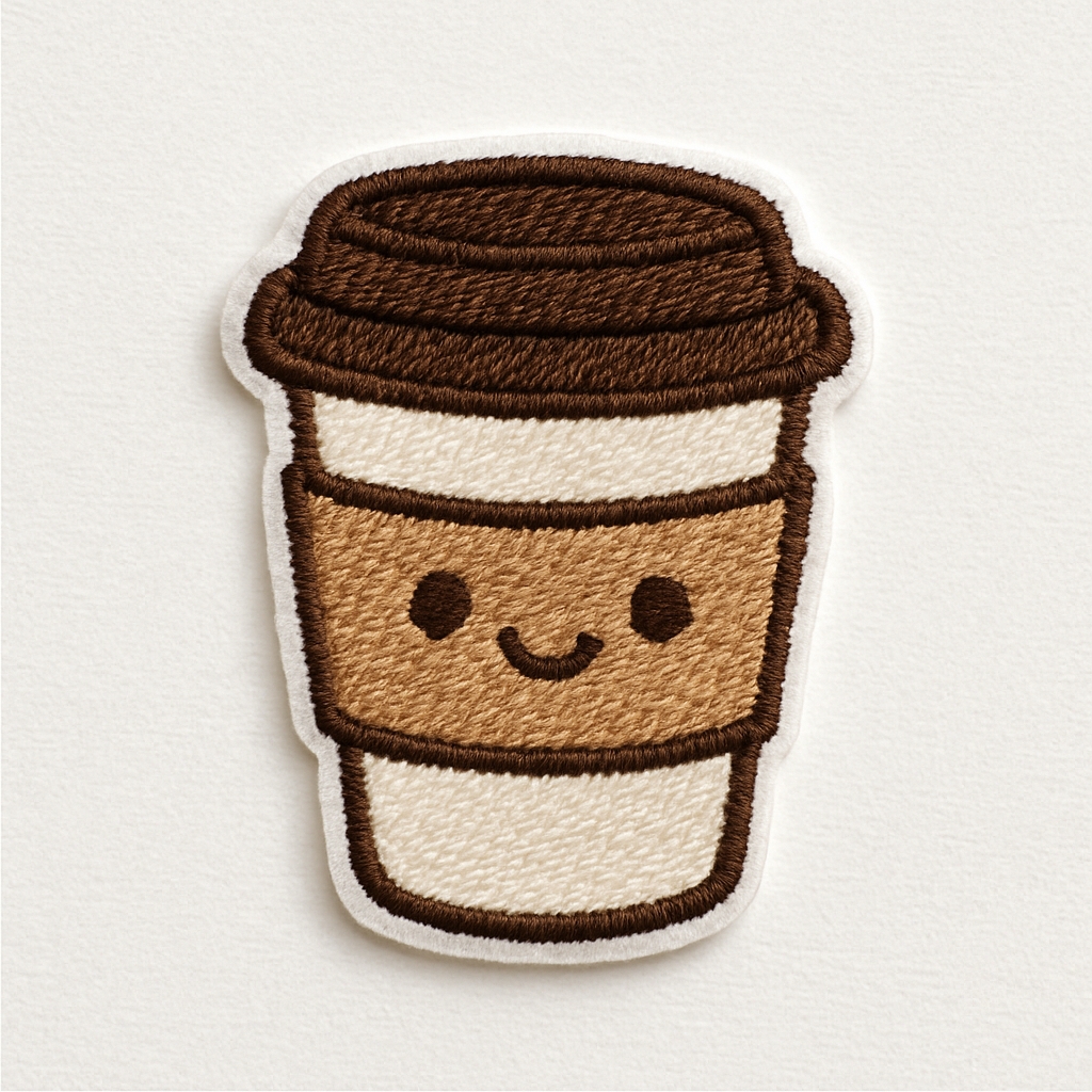 Cute Cartoon Coffee Cup Embroidered Patch Design for Hats