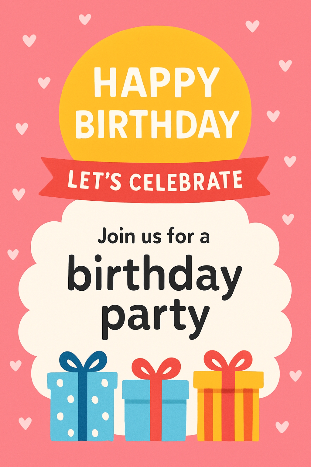 Vibrant Happy Birthday Party Invitation Card Design for Celebrations Cards & Invites