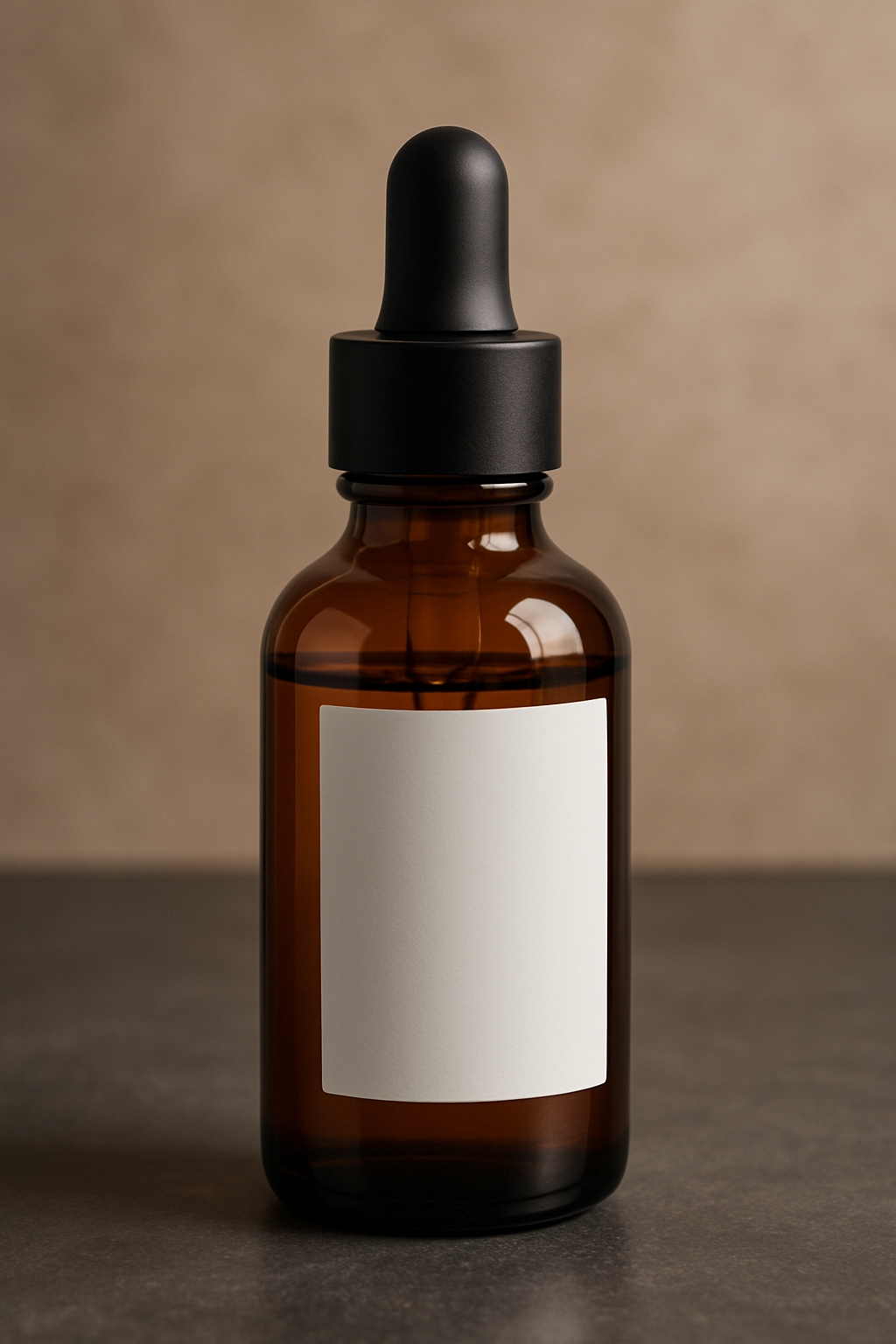 Dark Brown Glass Bottle with Label Mockup Design