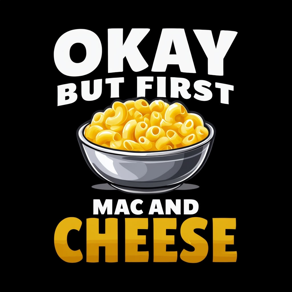 Humorous Macaroni and Cheese Graphic Design T-Shirt