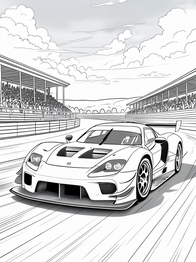 High-Speed Race Car Coloring Page for Kids Art