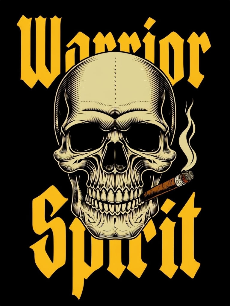 Bold Skull Warrior Spirit Graphic Design T-Shirt