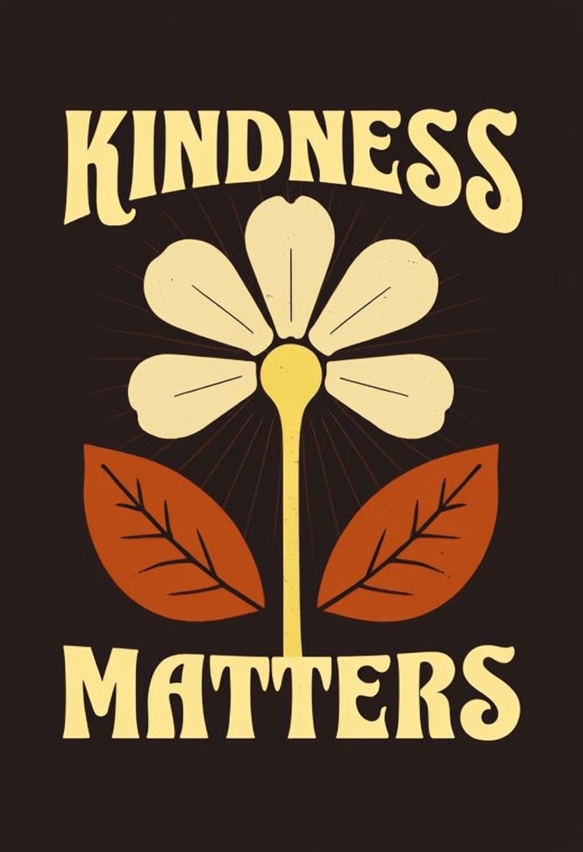 Stylized Flower with Kindness Matters Text Poster