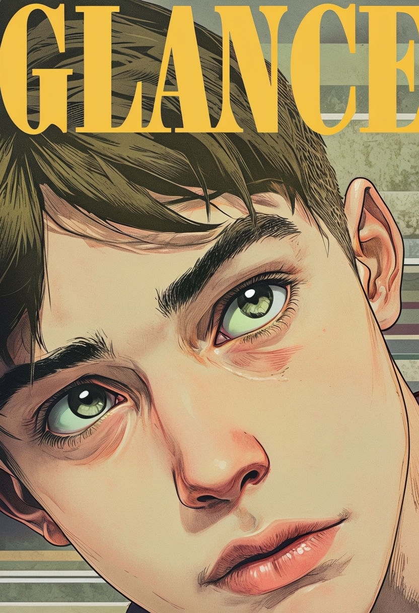 Intense Close-Up Character Glance Illustration Poster