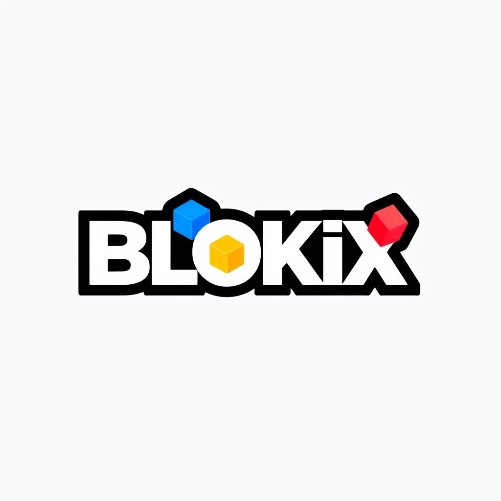 Minimalist BLOKiX Logo with Playful Geometric Cubes Design Logo