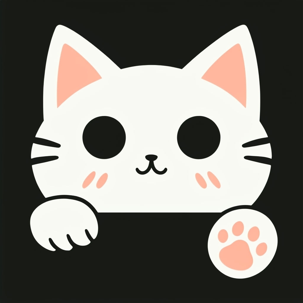 Cute Minimalist Cat Face Illustration Sticker