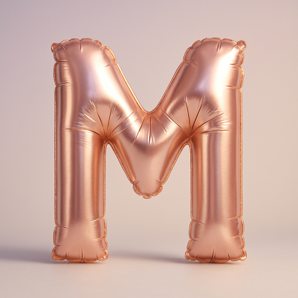 Shiny Rose Gold Inflatable Letter M Balloon Monogram