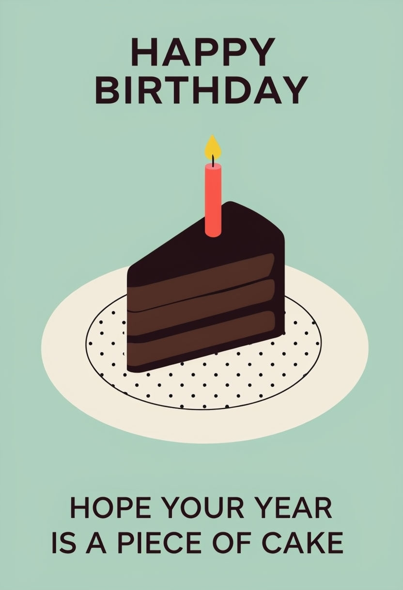Minimalist Chocolate Cake Birthday Card Design for Celebration Cards & Invites