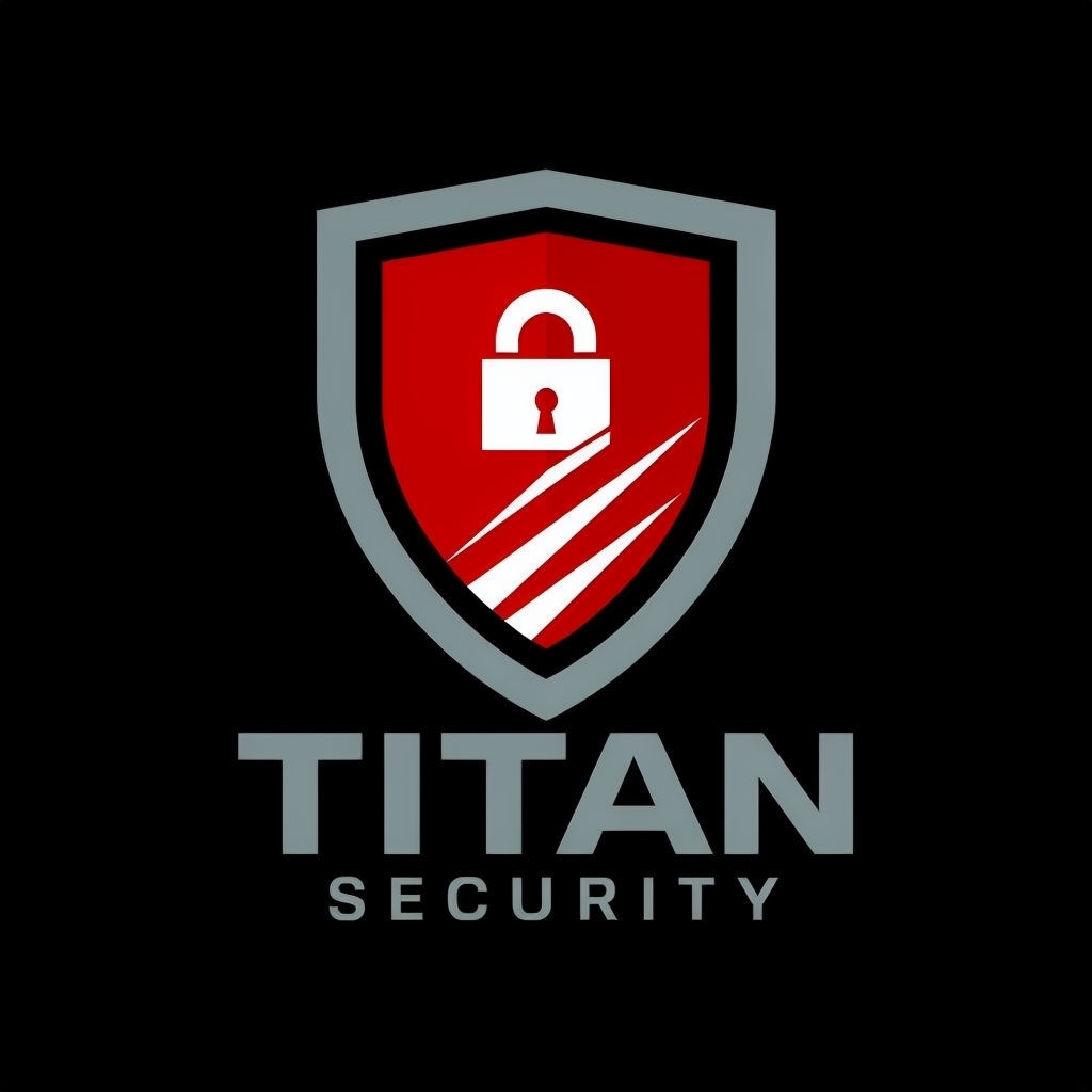 Bold Minimalist Titan Security Emblem on Black Background Logo