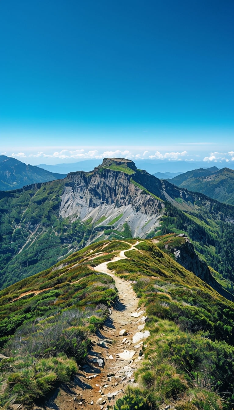 Serene Mountain Landscape Under Bright Natural Sunlight Mobile Wallpaper