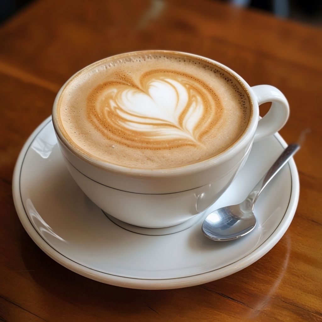 Elegant White Coffee Cup with Heart Latte Art and Saucer Art