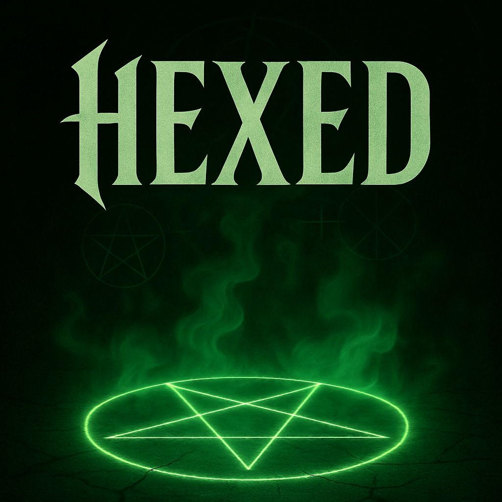 Eerie Gothic HEXED Album Cover with Mystical Green Pentagram Spotify Album Cover