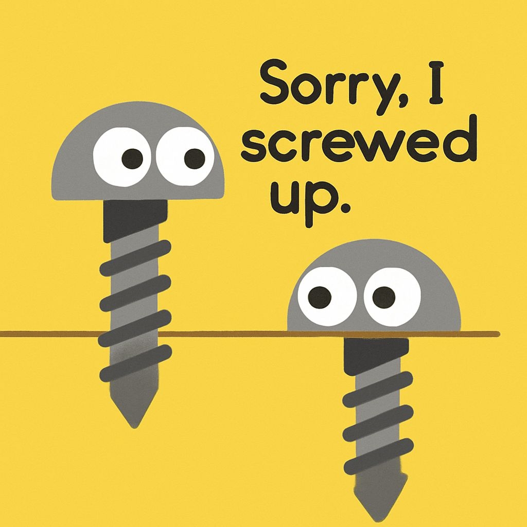 Playful Cartoon Screws Illustration with Humorous Text Invite