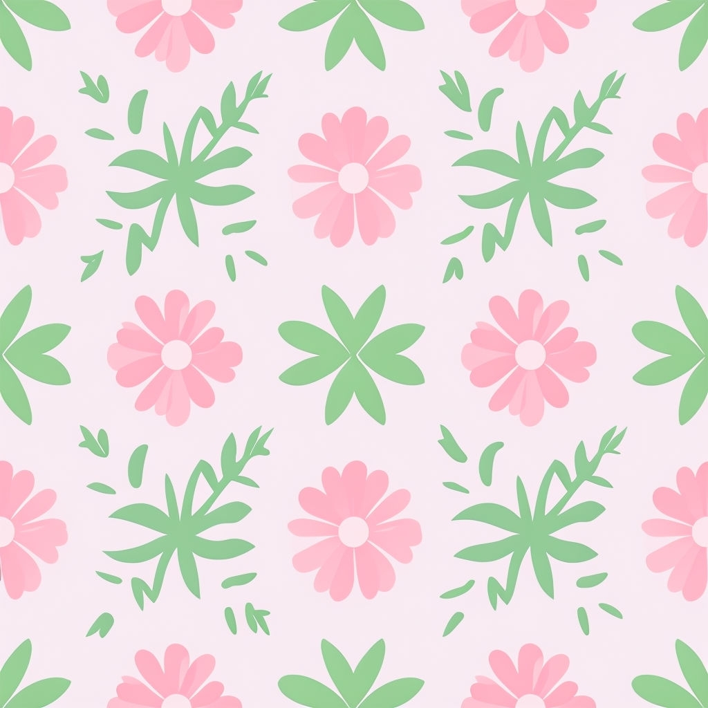 Pastel Floral Symmetrical Seamless Pattern Design Artwork