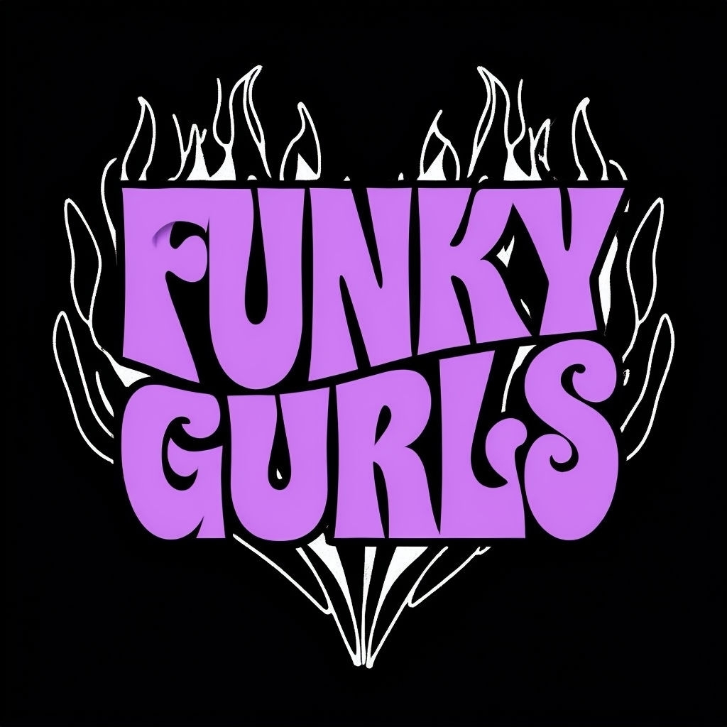 Funky Gurls Bold Lavender Text with Flame Outlines T-Shirt