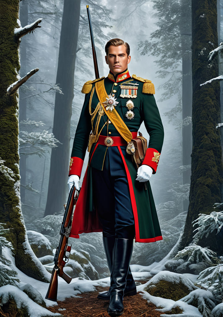 Digital painting of Griesinger styled as a hunter in t... by