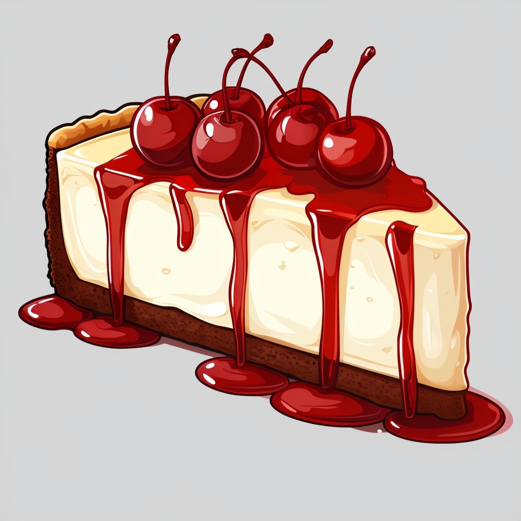 Delicious Cartoon Cheesecake Slice Illustration T-shirt