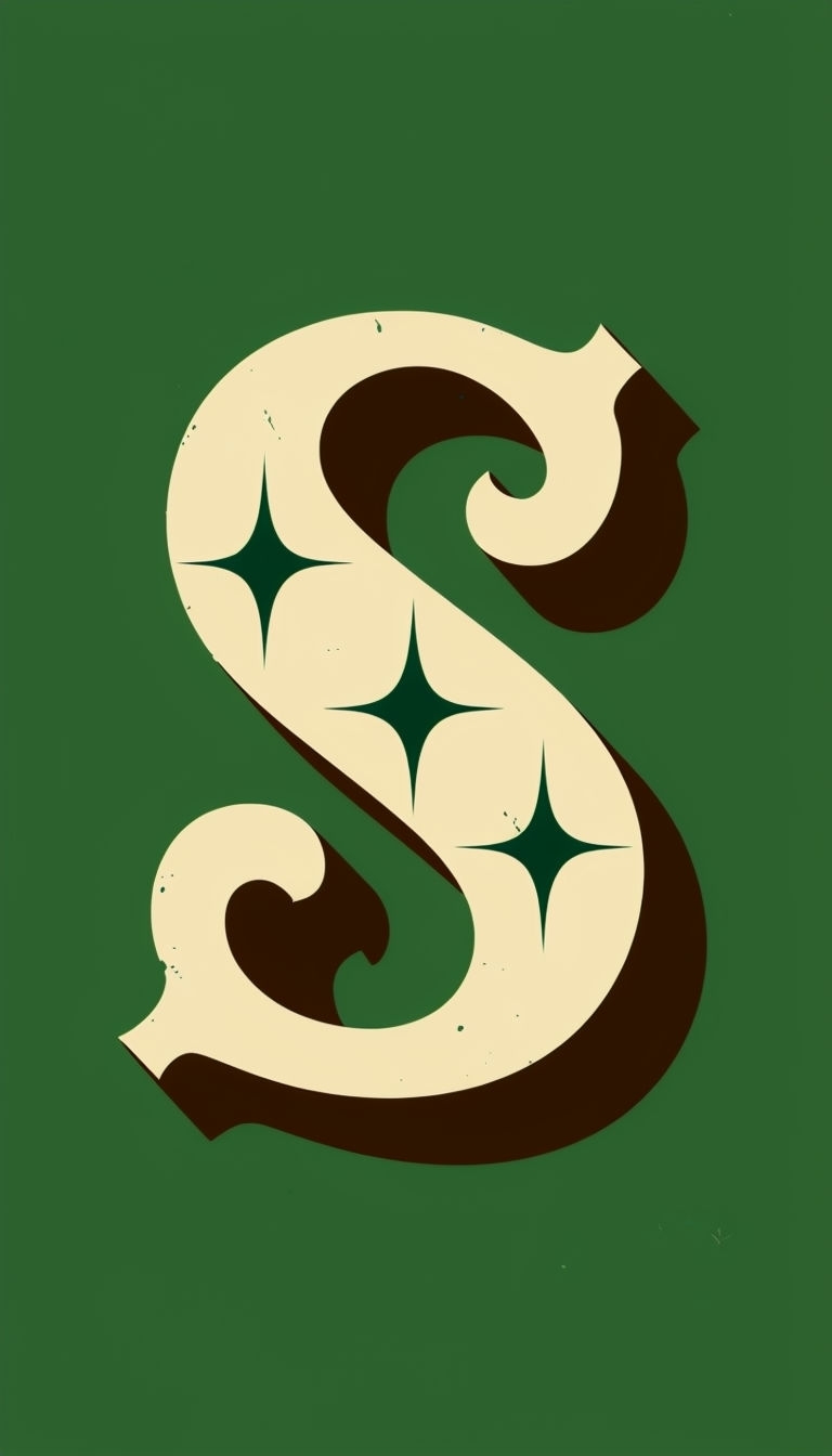 Vintage Creamy Beige Letter S with Forest Green Background Phone Case Cover