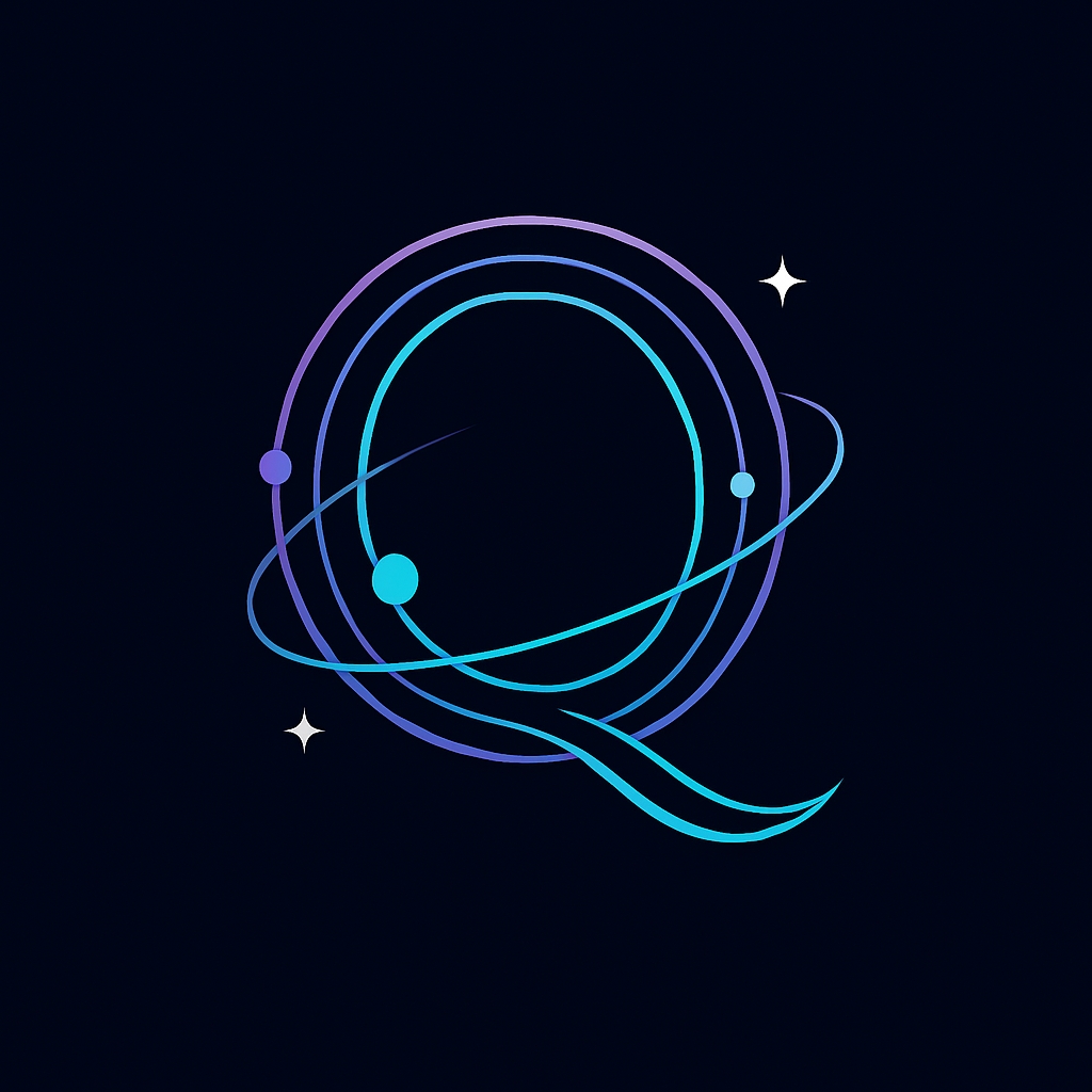 Modern Minimalist Q Monogram in Cosmic Colors Illustration Monogram