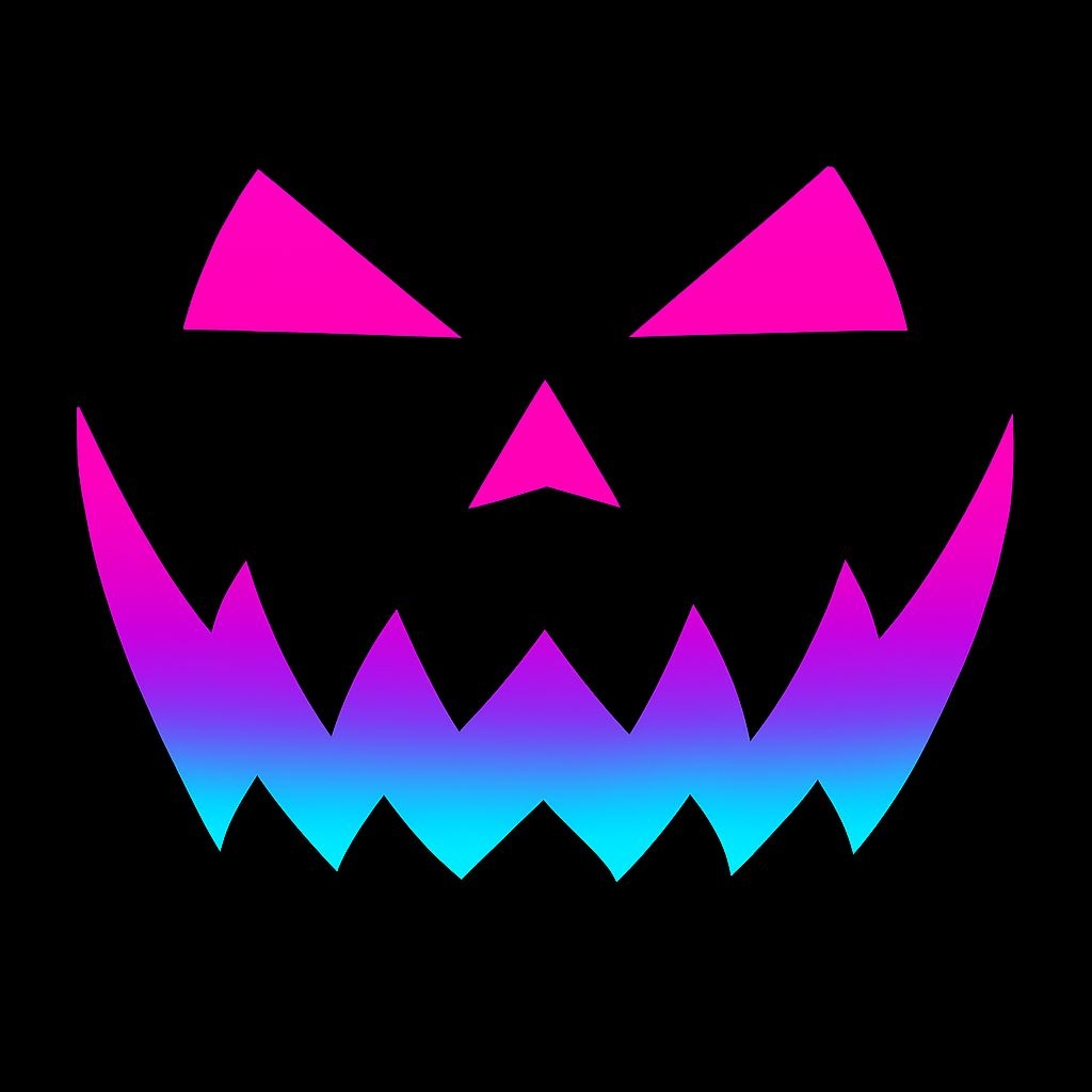 Sinister Neon Halloween Face Design T-Shirt