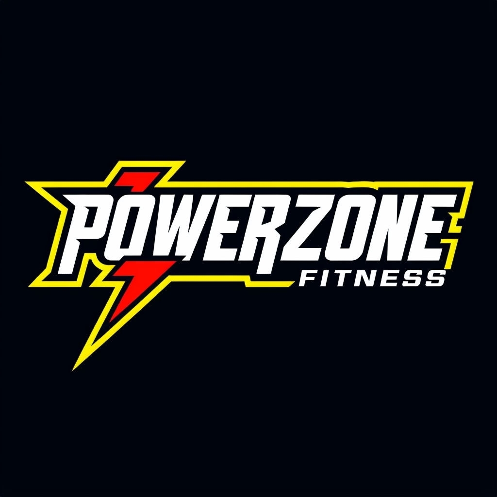 Bold Electric Yellow and Red POWERZONE Fitness Logo